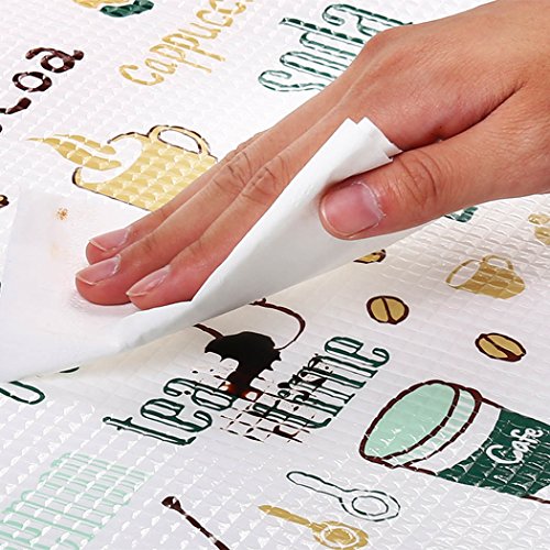 Cute Decorative Non Adhesive Foam Shelf Liner Paper for Kitchen Cabinets Drawer Dresser Pantry Closet (Green, 17.7 by 78.8 Inches)