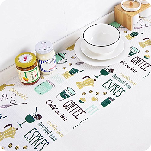 Cute Decorative Non Adhesive Foam Shelf Liner Paper for Kitchen Cabinets Drawer Dresser Pantry Closet (Green, 17.7 by 78.8 Inches)