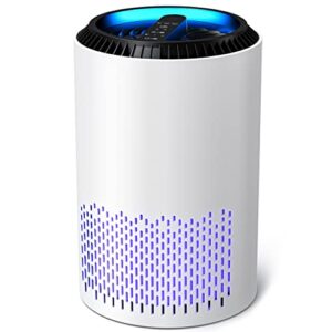 aroeve air purifiers for home, h13 hepa air purifiers air cleaner for smoke pollen dander hair smell portable air purifier with sleep mode speed control for bedroom office living room, mk01- white