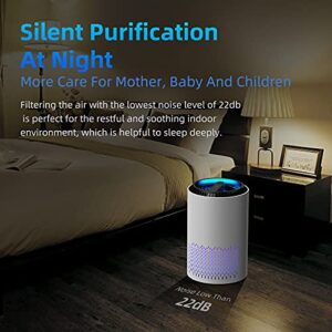 AROEVE Air Purifiers for Home, H13 HEPA Air Purifiers Air Cleaner For Smoke Pollen Dander Hair Smell Portable Air Purifier with Sleep Mode Speed Control For Bedroom Office Living Room, MK01- White