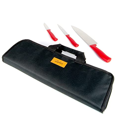 Lykia Knife Bag. 9 slots and 2 pockets. Durable and Multi-Functional Knife Case. Perfect for Chefs, Cooks and Culinary Students. (Chef Knife Bag Only) (Black)