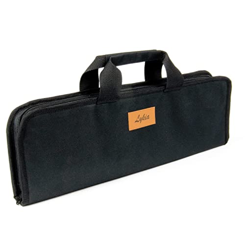 Lykia Knife Bag. 9 slots and 2 pockets. Durable and Multi-Functional Knife Case. Perfect for Chefs, Cooks and Culinary Students. (Chef Knife Bag Only) (Black)