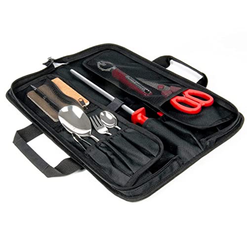 Lykia Knife Bag. 9 slots and 2 pockets. Durable and Multi-Functional Knife Case. Perfect for Chefs, Cooks and Culinary Students. (Chef Knife Bag Only) (Black)