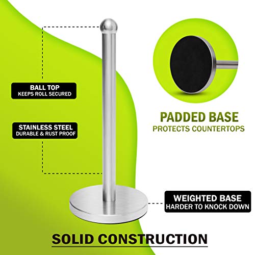 Totally Kitchen Weighted Paper Towel Holder | Single Tear Standing Paper Towel Holder | Durable Metal Construction | Ball Design