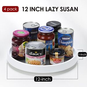 [ 4 Pack ] 12 Inch Non-Skid Turntable Lazy Susan Organizers - Spinning Rack for Cabinet, Pantry Organization and Storage, Kitchen, Fridge, Vanity, Countertop, Under Sink Organizing, Spice Spinner