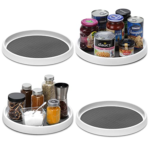 [ 4 Pack ] 12 Inch Non-Skid Turntable Lazy Susan Organizers - Spinning Rack for Cabinet, Pantry Organization and Storage, Kitchen, Fridge, Vanity, Countertop, Under Sink Organizing, Spice Spinner