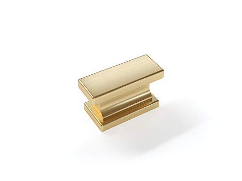 NewAge Products Home Cabinet Brushed Brass Contemporary Square Knob, Cabinet Pull Handles, 80242