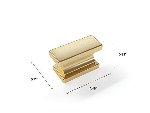 NewAge Products Home Cabinet Brushed Brass Contemporary Square Knob, Cabinet Pull Handles, 80242