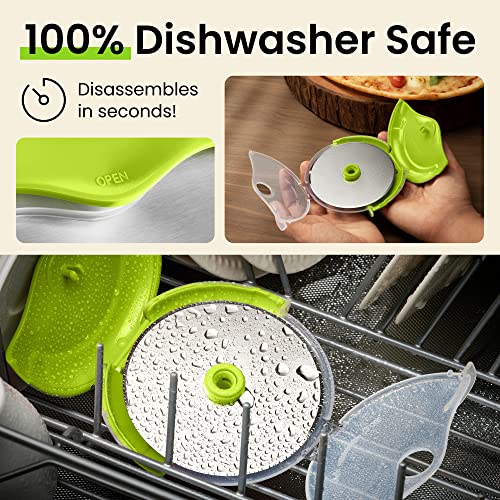 Kitchy Pizza Cutter Wheel - No Effort Pizza Slicer with Protective Blade Guard and Ergonomic Handle - Super Sharp and Dishwasher Safe (Green)