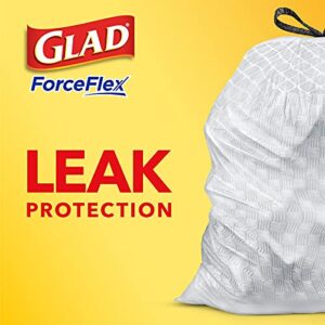 GLAD ForceFlex Tall Kitchen Drawstring Trash Bags, 13 Gallon White Trash Bag for Kitchen Trash Can, Gain Original Scent, Odor Shield, Odor Eliminator, Leak Protection, 110 Count