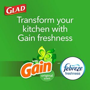 GLAD ForceFlex Tall Kitchen Drawstring Trash Bags, 13 Gallon White Trash Bag for Kitchen Trash Can, Gain Original Scent, Odor Shield, Odor Eliminator, Leak Protection, 110 Count