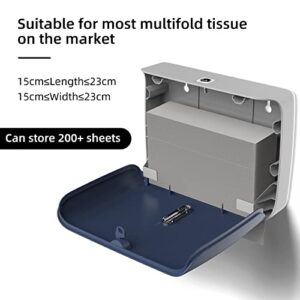 PLUSSEN Paper Towel Dispenser Wall Mount,Capacity 200+ Sheets ZFold Tri Fold Blue Adhesive No Drilling or Screws Installation for Home Toilet