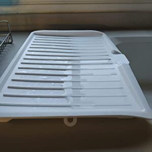 Qingsi 1 PC Premium Drip Tray Dish Drainer Mat Plastic Kitchen Dish Draining Rack Dish Drain Board Sink Side Drip Sloping Draining Tray for Pots, Pans, Fruit Vgetable Drain Cooking Holder Tools