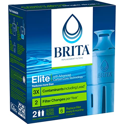 Brita Elite Water Filter Replacements for Pitchers and Dispensers, Reduces 99% of Lead from Tap Water, Lasts 6 Months, 2 Count