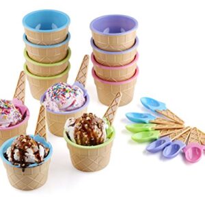 Greenco Ice Cream Bowls and Spoons Set of 12 | Vibrant Colors Ice Cream Bowls Set | Ice Cream Sundae Kit for Summer Holiday Parties | Ice Cream Sundae Bowls for Kids | Ice Cream Bowl Gift Set