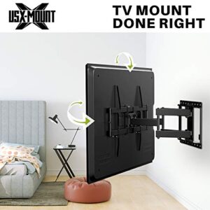 USX MOUNT Full Motion TV Wall Mount for Most 47-84 inch Flat Screen/LED/4K TV, TV Mount Bracket Dual Swivel Articulating Tilt 6 Arms, Max VESA 600x400mm, Holds up to 132lbs, Fits 8” 12” 16" Wood Studs