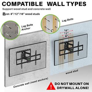 USX MOUNT Full Motion TV Wall Mount for Most 47-84 inch Flat Screen/LED/4K TV, TV Mount Bracket Dual Swivel Articulating Tilt 6 Arms, Max VESA 600x400mm, Holds up to 132lbs, Fits 8” 12” 16" Wood Studs