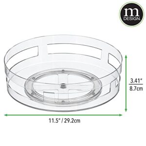 mDesign Plastic Kitchen Storage Bins with Handles and Lazy Susan Turntable Plastic Open Vented Spinner Combo Set for Kitchen, Pantry, Fridge/Freezer, Shelves, or Counter Organizing, Set of 5 - Clear