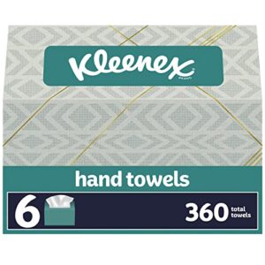kleenex disposable paper hand towels, paper hand towels for bathroom, 6 boxes, 60 hand towels per box (360 total towels)