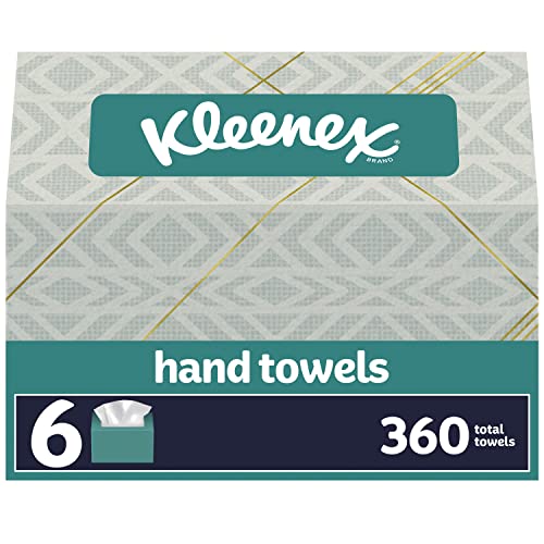 Kleenex Disposable Paper Hand Towels, Paper Hand Towels for Bathroom, 6 Boxes, 60 Hand Towels per Box (360 Total Towels)