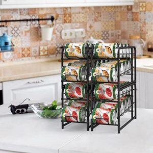 Can Organizer for Pantry 2 Pack Stackable Can Storage Dispenser Rack Canned Food Holder for Refrigerator Kitchen Cabinet, Black