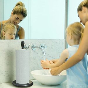 Black Paper Towel Holder Countertop, Kitchen Cling Film Holder Paper Towel Roll Holder Standing Roll Paper Storage Rack, Free Stand Weighted Paper Towels Holder Easy Tear to Use in Bathrooms