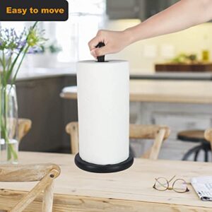 Black Paper Towel Holder Countertop, Kitchen Cling Film Holder Paper Towel Roll Holder Standing Roll Paper Storage Rack, Free Stand Weighted Paper Towels Holder Easy Tear to Use in Bathrooms