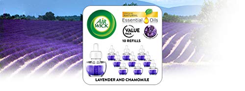 Air Wick Plug in Scented Oil Refill, 10ct, Lavender & Chamomile, Air Freshener, Essential Oils, Eco Friendly