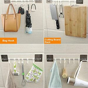 MELOYOU Kitchen Rail Utensil Rack Organizer Wall Mount with 12 Sliding Hooks No Drilling Hanging Rack for Kitchen,Pot Pan,Towel Pack of 2