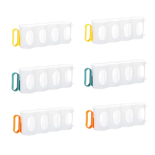 MANMAOHE 6 Pack Portable Soda Can Organizer for Refrigerator Shelves, Clear Plastic Fridge Soda Can Organizer with Removable Handle, Beer Can Racks, Refrigerator Storage Sliders