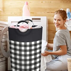 BlissTotes Large Laundry Basket Laundry Hamper Bag Washing Bin Clothes Bag Collapsible Tall With Handles Waterproof Travel Bathroom College Essentials Storage For College Dorm, Family (Black, L)