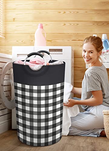 BlissTotes Large Laundry Basket Laundry Hamper Bag Washing Bin Clothes Bag Collapsible Tall With Handles Waterproof Travel Bathroom College Essentials Storage For College Dorm, Family (Black, L)