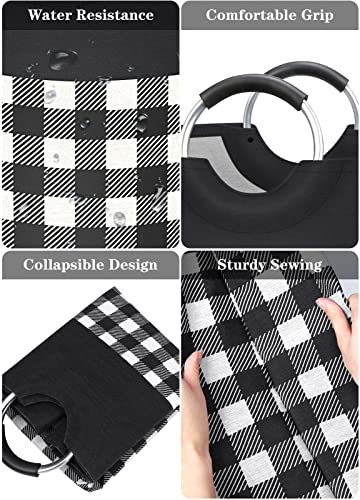 BlissTotes Large Laundry Basket Laundry Hamper Bag Washing Bin Clothes Bag Collapsible Tall With Handles Waterproof Travel Bathroom College Essentials Storage For College Dorm, Family (Black, L)