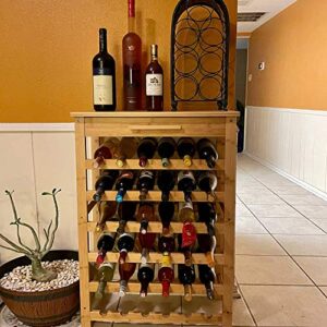 Kinsuite 36 Bottle Wine Rack Freestanding Floor with Drawer Bamboo Wine Rack Table Storage Holder Display 6 Shelves for Storing Wine for Home