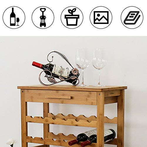 Kinsuite 36 Bottle Wine Rack Freestanding Floor with Drawer Bamboo Wine Rack Table Storage Holder Display 6 Shelves for Storing Wine for Home