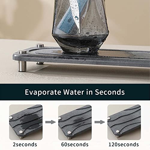 Parutta Bathroom Sink Fast Drying Stone, Instant Dry Bathroom Sink Organizer, Home Sink Caddy, Diatomaceous Earth Stone Sink Tray for Dish Soap Water Bottles Toothbrush Cup, Oval Shape, Dark Gray