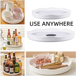 Lazy Susan Turntable Organizer for Cabinet Table 2Pack (9In+11In),Makeup Organizer,Spice Rack,Lazy Susan for Kitchen Organization,Bathroom Organizer,Desk Organizers-White