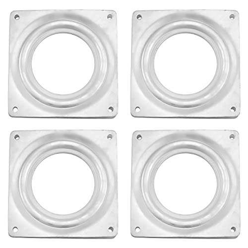 Lazy Susan Turntable Bearings 4 PCS 4 Inch Steel Square Rotating Bearing Swivel Plate Lazy Susan Hardware Base Parts Kit for Serving Trays Craft Project Makeup Holder Bookshelf