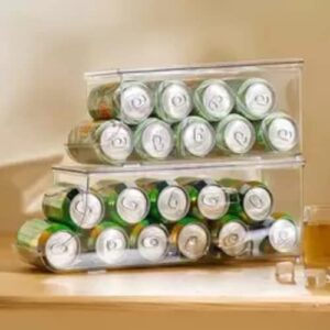 soda can organizer for refrigerator – drink organizer for fridge – beverage dispenser for fridge – stackable soda can organizer for pantry -2 pack small and large