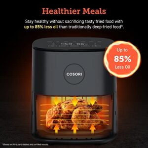 COSORI Air Fryer, 5 QT, 9-in-1 Airfryer Compact Oilless Small Oven, Dishwasher-Safe, 450℉ freidora de aire, 30 Exclusive Recipes, Tempered Glass Display, Nonstick Basket, Quiet, Fit for 1-4 People