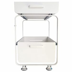 nun 2-tier under sink kitchen cabinet organizer with sliding storage drawer,white,10.23inw x 16.33ind x 15.94inh