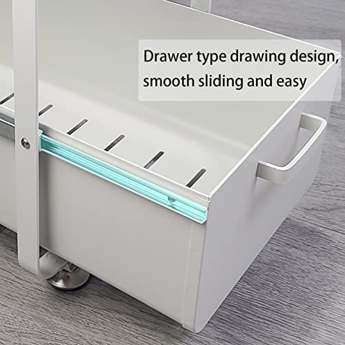 nun 2-Tier Under Sink Kitchen Cabinet Organizer with Sliding Storage Drawer,White,10.23inW x 16.33inD x 15.94inH