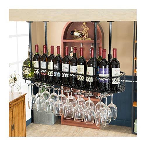 WXXGY Bar Cup Holder Wine Glass Holder Ktv Goblet Upside Down Creative Hanging Wine Glass Holder Wine Rack Wine Holder/Black/100X25Cm