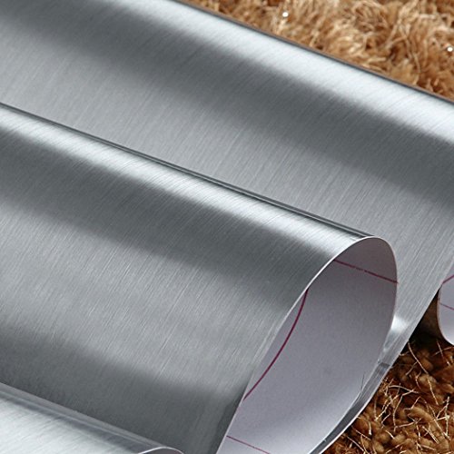 Walldecor1 Stainless Steel Contact Paper for Dishwasher Appliances Refrigerator Oven Fridge, Metal Covering Self Adhesive Shelf Drawer Liner, Dishwasher Cover (Silver, 11.8" x 78.7")