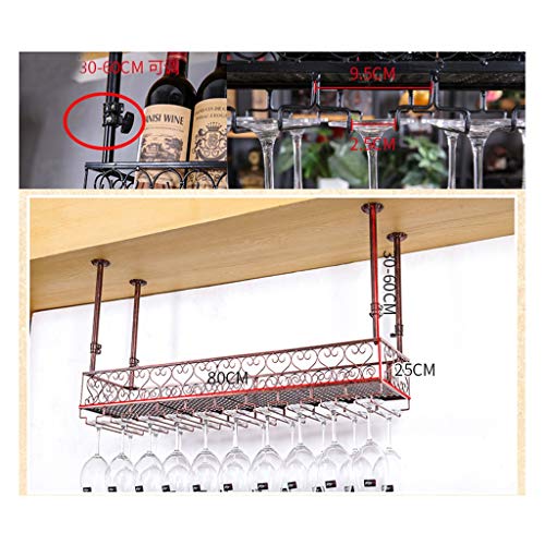 WXXGY Red Wine Glass Holder Household Hanging Wine Glass Holder Goblet Holder Red Wine Holder Bar Hanging Glass Holder European Hanging Glass Holder/Brown/80X25Cm