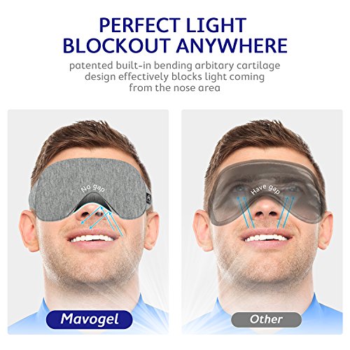 Mavogel Cotton Sleep Eye Mask - Updated Design Light Blocking Sleep Mask, Soft and Comfortable Night Eye Mask for Men Women, Eye Blinder for Travel/Sleeping/Shift Work, Includes Travel Pouch, Grey