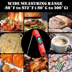 DOQAUS Digital Meat Thermometer, Instant Read Food Thermometer for Cooking, Kitchen Thermometer Probe with Backlit & Reversible Display, Cooking Thermometer Temperature for Turkey Grill BBQ Candy