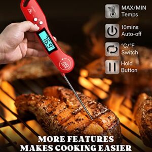 DOQAUS Digital Meat Thermometer, Instant Read Food Thermometer for Cooking, Kitchen Thermometer Probe with Backlit & Reversible Display, Cooking Thermometer Temperature for Turkey Grill BBQ Candy