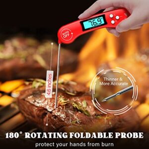 DOQAUS Digital Meat Thermometer, Instant Read Food Thermometer for Cooking, Kitchen Thermometer Probe with Backlit & Reversible Display, Cooking Thermometer Temperature for Turkey Grill BBQ Candy