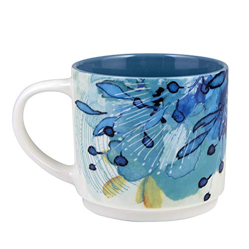 Creative Brands Faithworks - Watercolor Floral Stackable Ceramic Mug, 15-Ounce, New Mercies